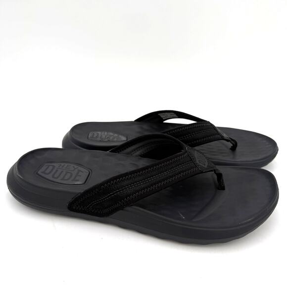 Hey Dude Men's Black Myers Flip Classic Sandals Size 10 - Picture 1 of 6